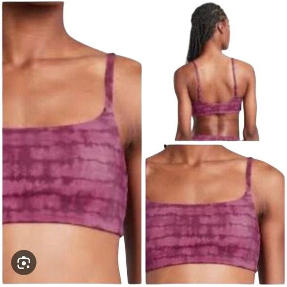 Athleta D-DD Scoop Printed Bikini Top Tahiti Vintage Plum Size XL - Picture 1 of 6